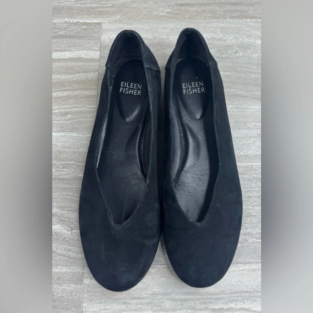 Eileen Fisher Una Hidden Wedge Suede Ballet Loafers Womens Size 7.5